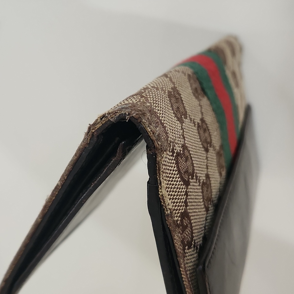 Gucci Monogram Piston Lock Wallet W/classic Red Green Stripe - Picture 9 of 10